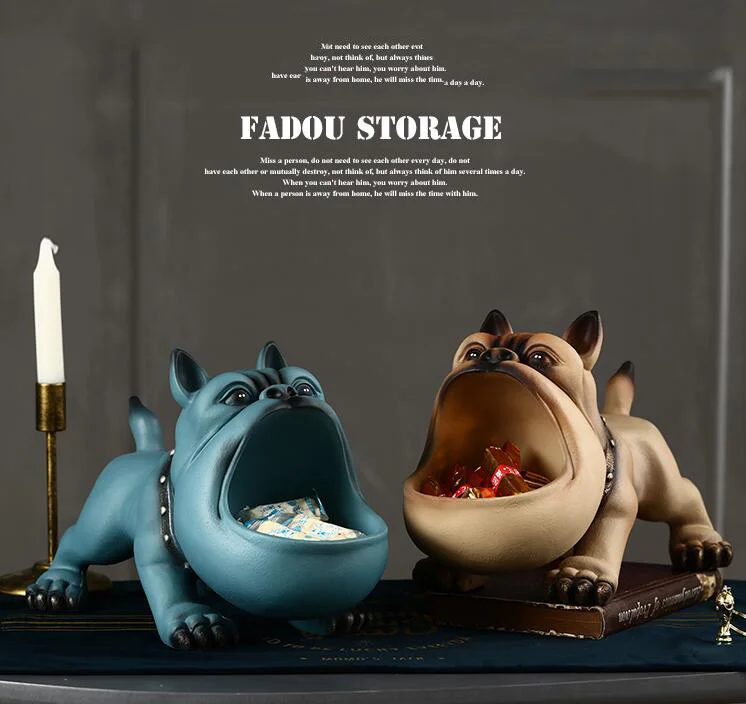 

Modern Simulation Dog Ornaments Resin Storage Box Crafts Home Livingroom Desktop Figurines Decoration Office Statue Accessories