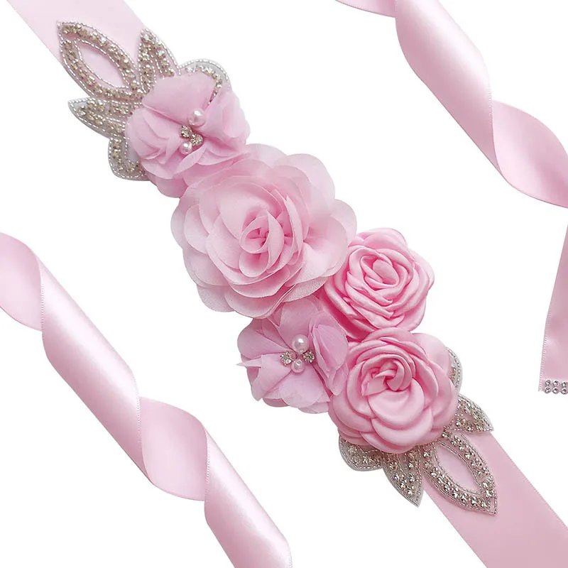 Розовый белый Trouwjurk riem имитация розы Элегантные украшения пояс аксессуары цветок свадебное платье бисером пояса платье ремни