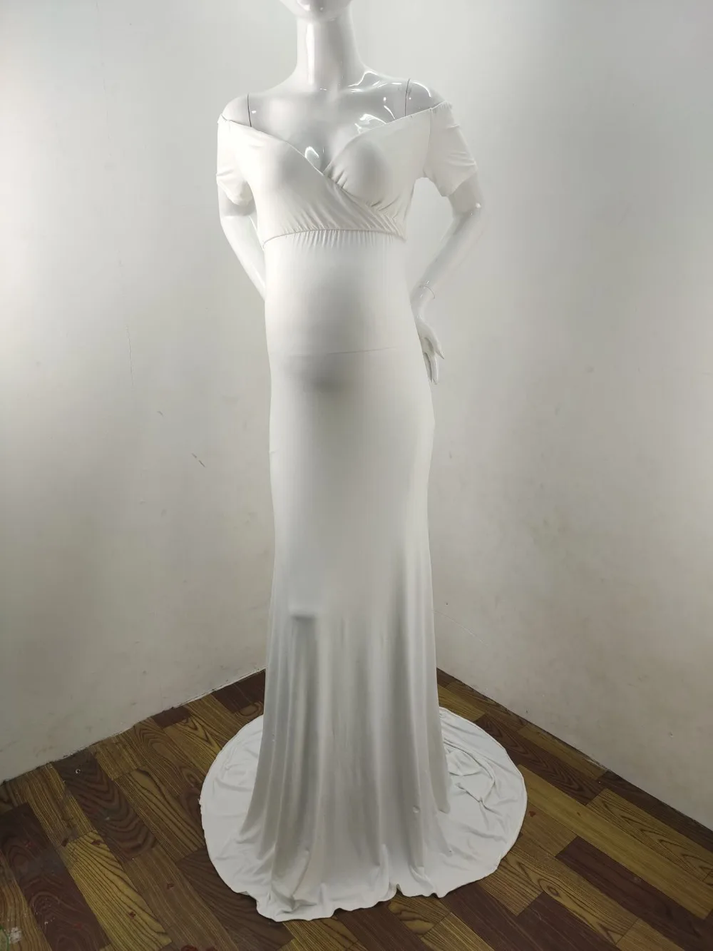 Elegence Shoulderless Maternity Shoot Dress Cute Pregnancy Photography Dress For Baby Shower Pregnant Women Maxi Gown Photo Prop (1)