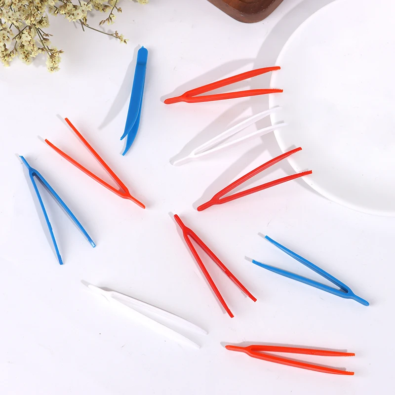 Random Color Plastic Tweezers Children Tweezers Games Teaching Learning Educational Toys 10pcs plastic tweezers