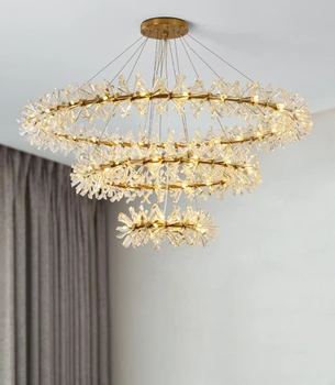 

2020 Simple living room crystal circular pendant lamp Nordic postmodern creative light luxury glass bedroom dining room