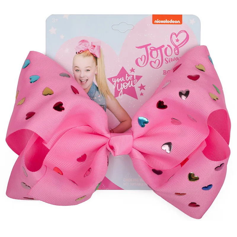 Банты для волос Jojo Siwa с зажимами Аллигатор шпильки блестками и сердечками модные