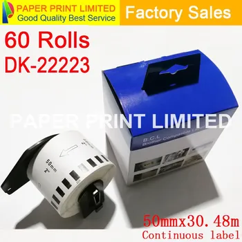 

60 Rolls Compatible DK-22223 Label 50mm*30.48M Continuous Compatible Brother Printer QL-570 QL-700 All Come With Plastic Holder