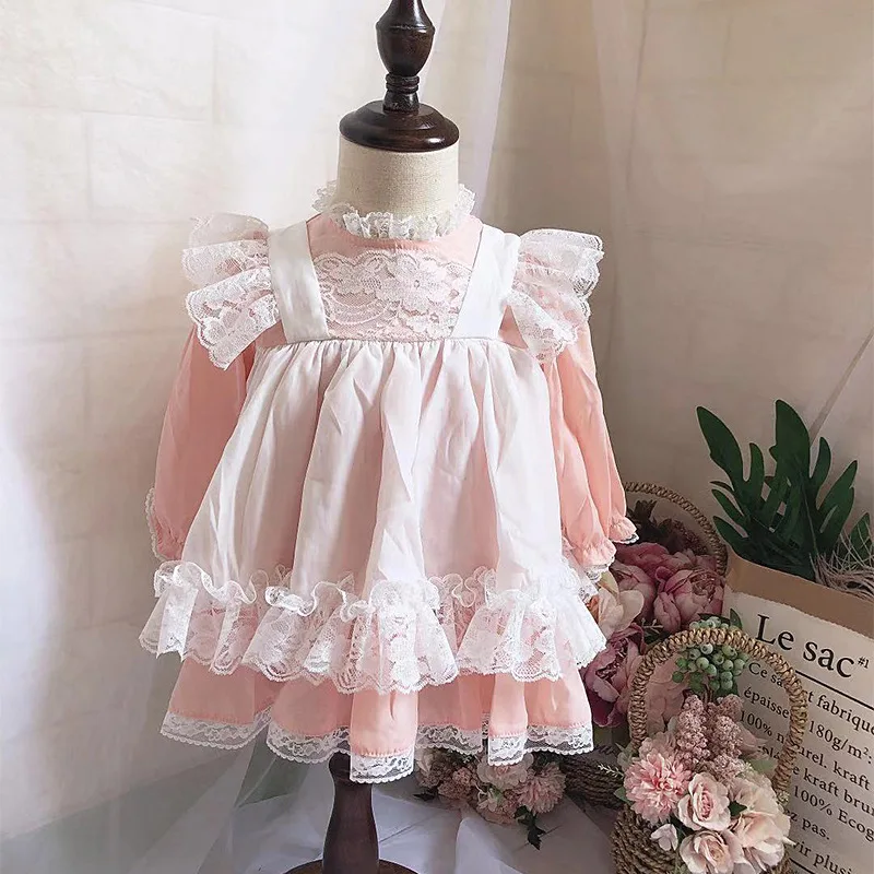 

Princess Girls Lace Western Pretty Kids Infant Dress Birthday Party New Ruffles Fashion Spring Autumn Vintage Dresses