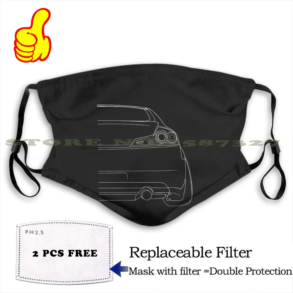 G35 Rear Outline - White Face Mask With Filter Jdm Car Cars Import Tuner Tail Light Lights Stance Camber Stanced Cool | Аксессуары для