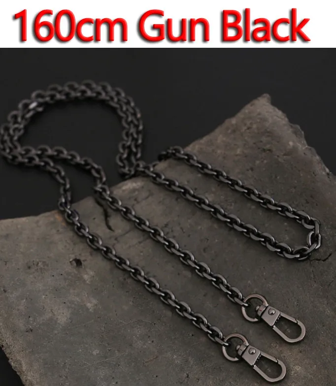 160cm Gun Black Светло 7 мм золото, пистолет черный, серебряный сменный кошелек цепь наплечный ремень через плечо для небольшой сумки, клатч Сумки DIY O цепи - Цвет: 160cm Gun Black