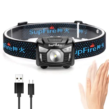

Supfire Rechargeable Headlamp Motion Sensor Head Lamp Built-in Battery Cree Led 500 Lumens Hands Free Headlight