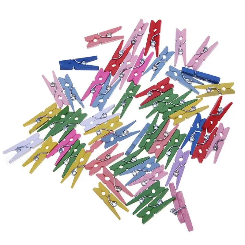 25x3mm 50 шт. мини деревянные ремесленные колышки одежда бумага пружина для подвешивания фото зажимы - Цвет: 25x3mm