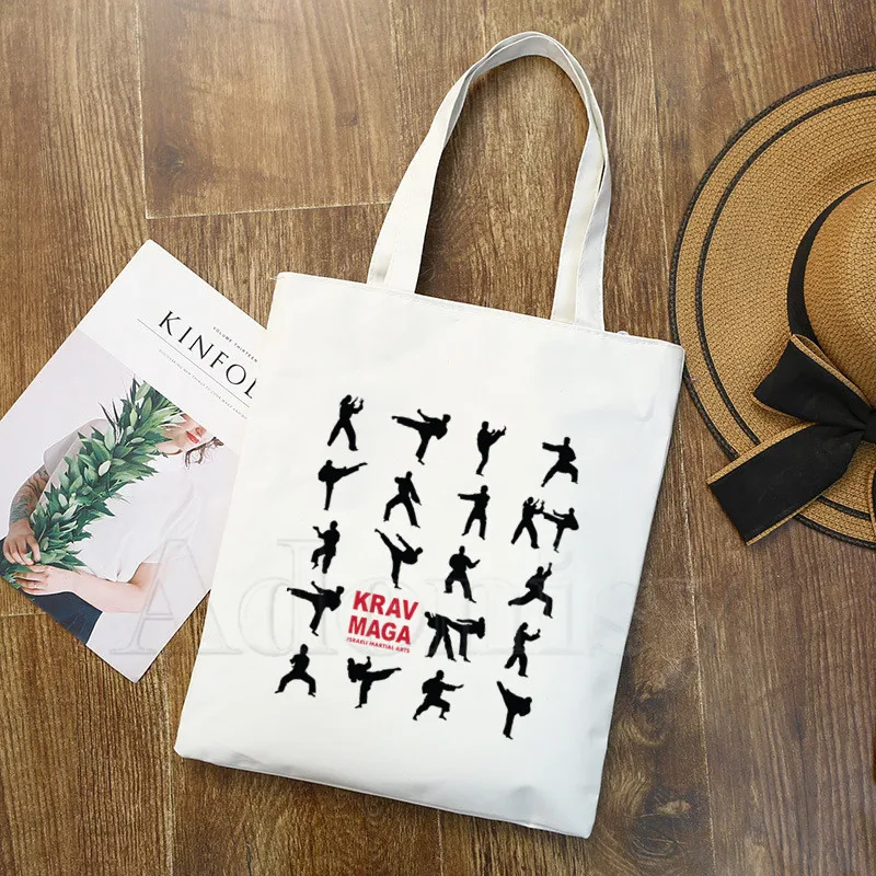 

Krav Maga Graphic Cartoon Printed Canvas Shoulder Bag Female Harajuku Funny Large-capacity Eco Environmental Shopper Bag