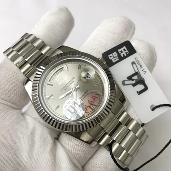 

Gray dial good quality watch Men 40mm automatic mechanical sweeping movement luxury brand Watches day-date