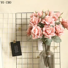 YO CHO искусственные Жасмин снежные розы ветки искусственные розы из шелка цветы для свадебного украшения стола свадьбы большие розы