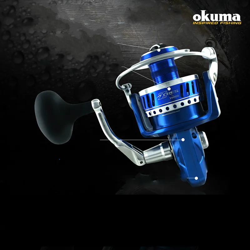 Okuma 10000s 16000s спиннинговая катушка металлическая шпуля 20 кг Макс тяга соленой воды Рыболовная катушка удаленное колесо Рыболовная катушка Рыболовная Снасть