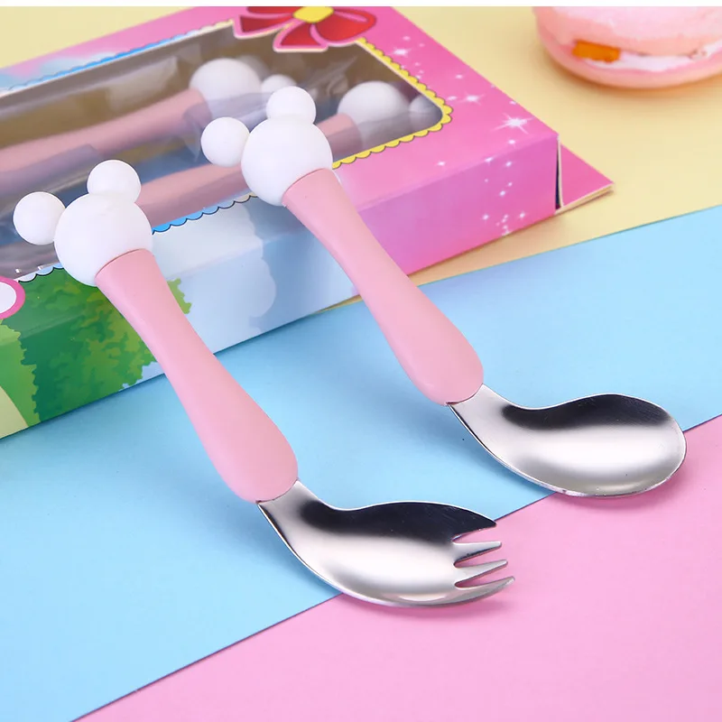 

Baby Spoon Fork Cutlery Set Elbow Training Stainless Steel Spoon Fork Tableware Learning To Eat Spoon Children Cute Spoon Fork