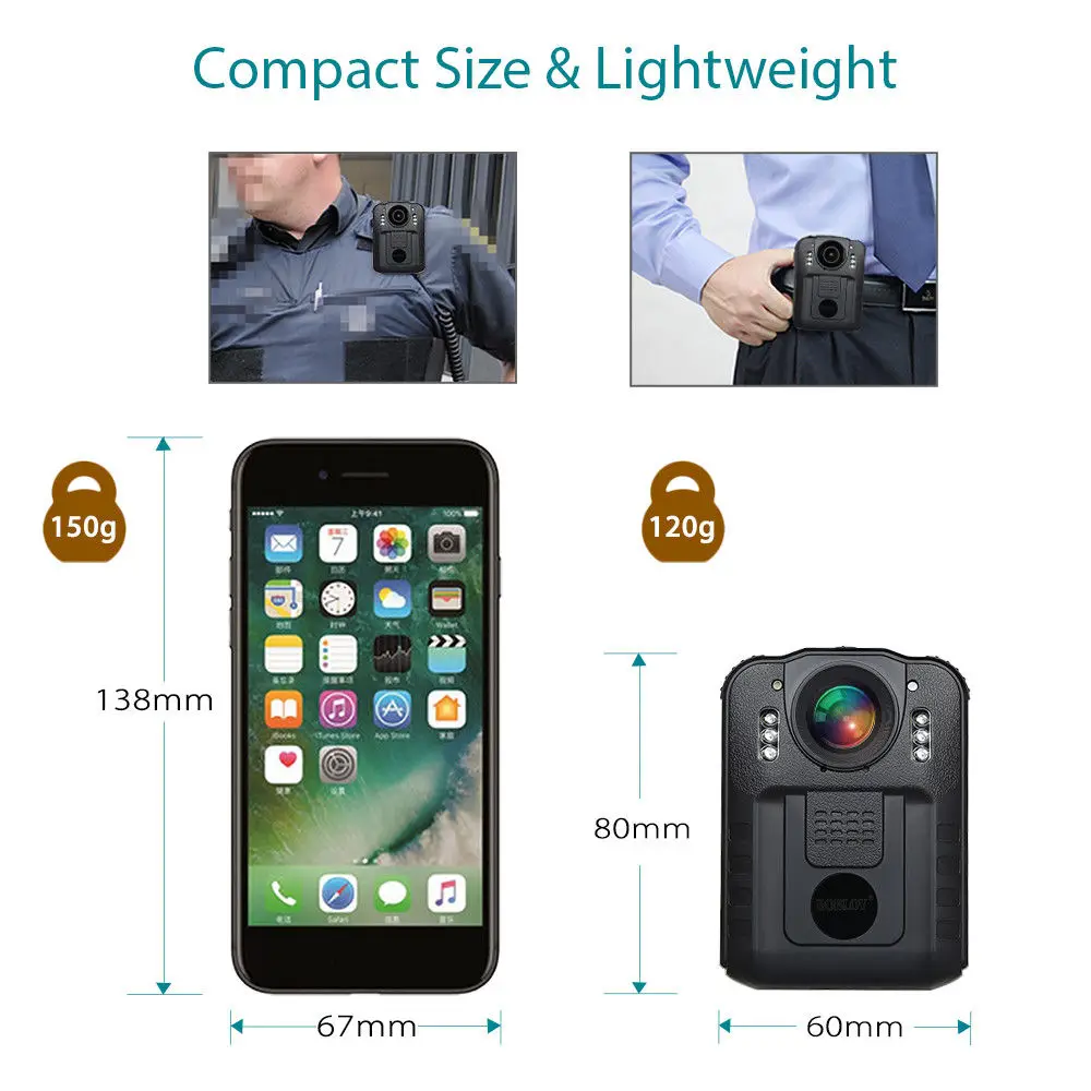  BOBLOV WN9 Novatek 96650 HD 1296P Wearable 32GB Body Wron Camera 170 Degree 2 Inch Screen Security 