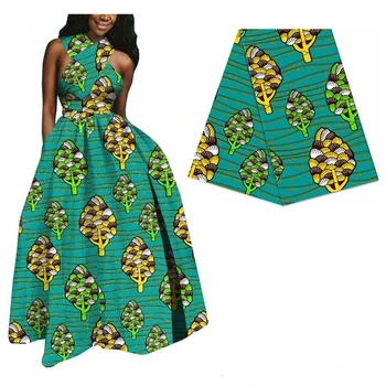 

Green African Ankara Printed Real Wax Fabric DIY Sewing Materials 100% Cotton New Nigerian Veritable Wax Print Fabric For Dress