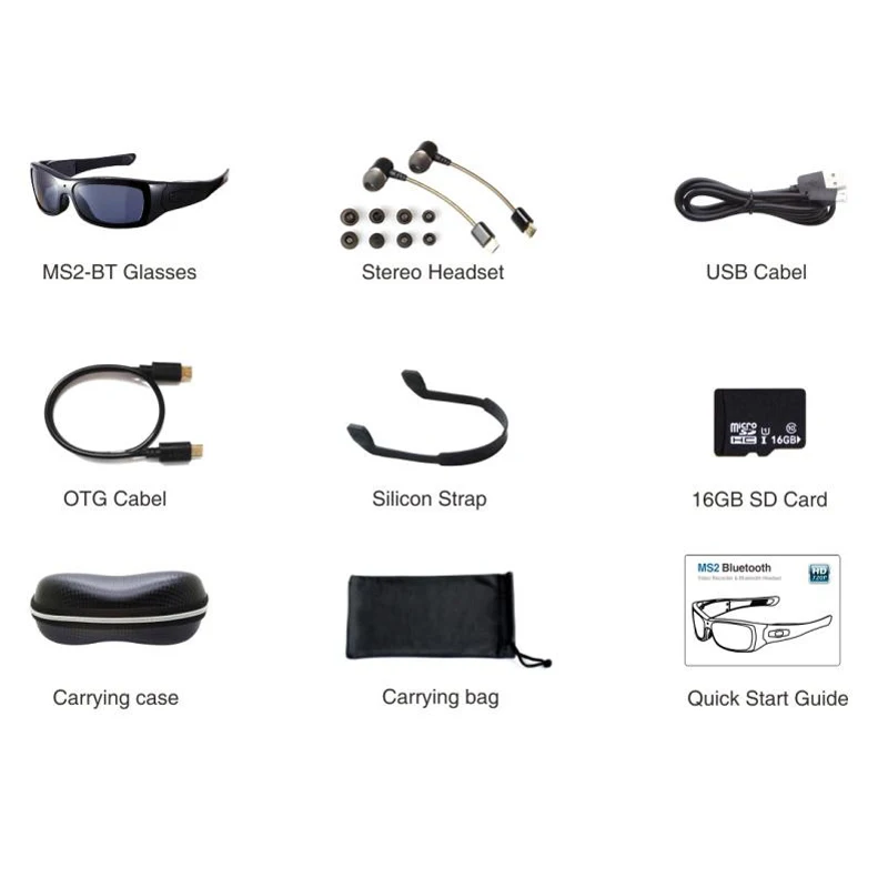 Gravador de Vídeo Fones de Ouvido Fooang Câmera Óculos Filmadora Portátil Microfone hd Dvr Vidicon Bluetooth dv - Image 3