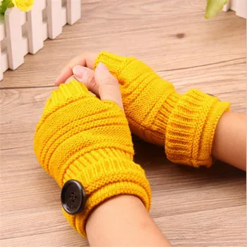 

Coslony Women Winter Fingerless Gloves Knitted With Buttons Half Finger Glove Soft Warm Women Female Gloves Mittens Guantes