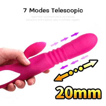 Telescopic Vibrator Dual Heating AV Wand Female Masturbator Silicone Dildo Clitoral G-spot Stimulator Adult Sex Toy for Woman 2
