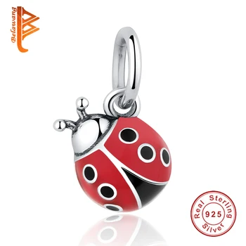 

BELAWANG Lovely Red Enamel Animal Ladybug Charms 925 Sterling Silver Beads fit Pandora Bracelet Original Jewelry Accessories