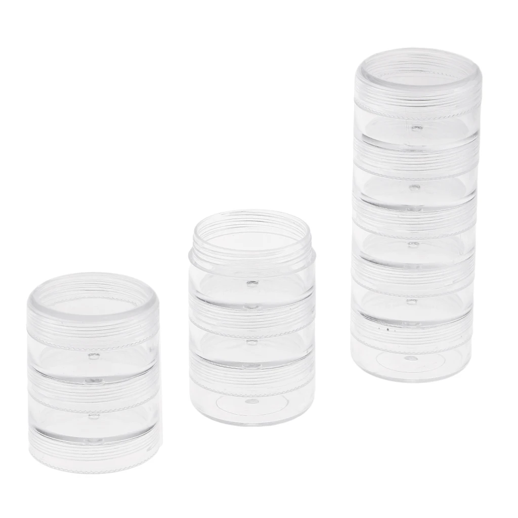 2x 5 Stacking Bead Containers Clear Screw Top Make Up Storage Organizer Box 2x 5 Stacking Bead Containers Clear Screw Top Make Up Storage Organizer Box