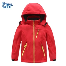 

TRVLWEGO Winter Boys Girls Waterproof Outdoor Soft Shell Camping Jacket Kids Fleece Sport Wear Windproof Hiking Coat Polyester