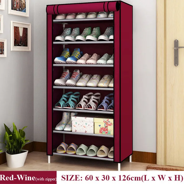 Multilayer Shoe Cabinet Vertical Space Saving Nonwoven Shoes Shelf Organizer Simple Combination Stand Holder Entryway Shoe Rack Zipper 8R