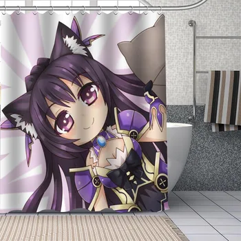 

Custom High Quality Anime Date A Live Shower Curtains Bath Products Bathroom Decor Waterproof Polyester With 12 Pcs Hooks