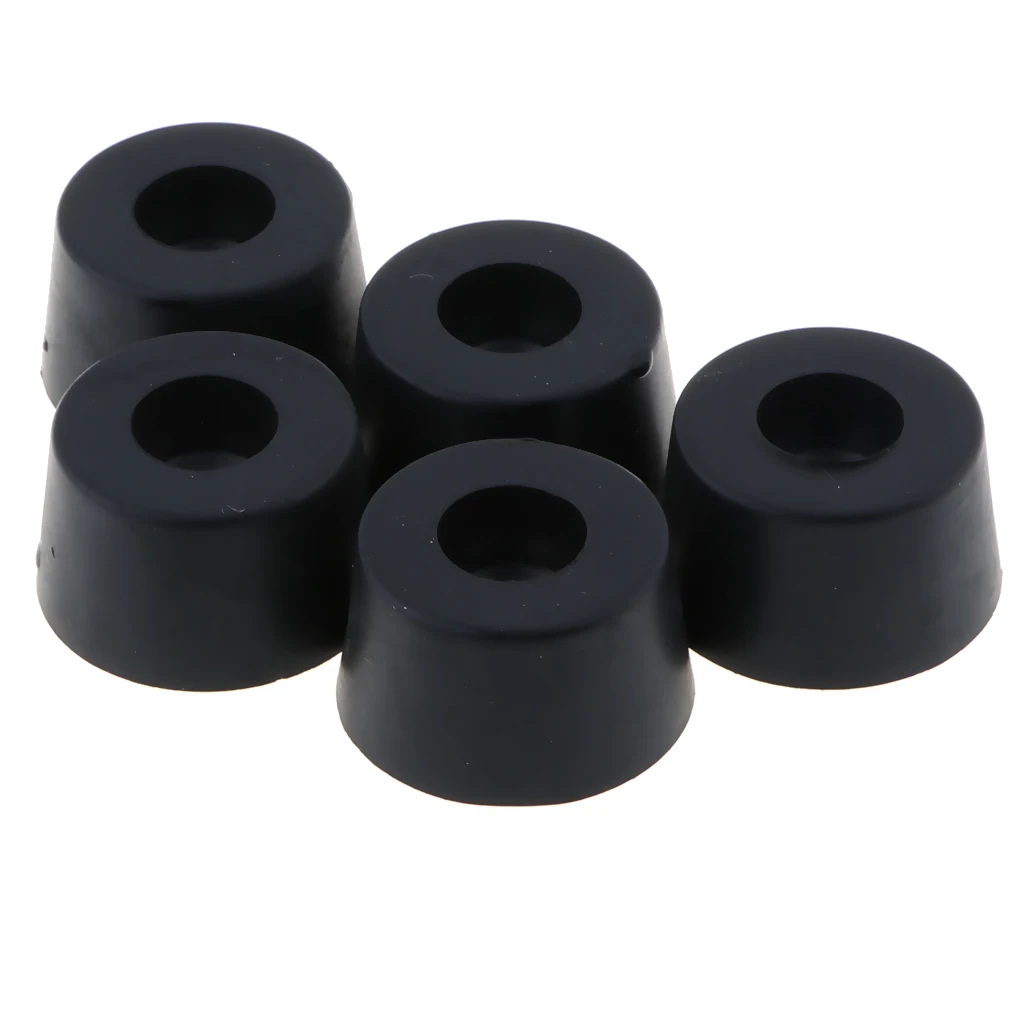 5 Pack 33x19mm Black Rubber Cabinet Isolation Feet Pad / Grill Standoff for Speakers, Road Gear, and Equipment Cases