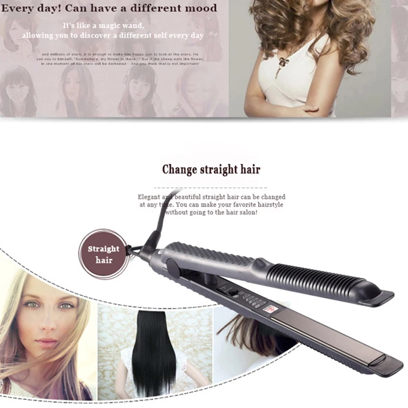 

Professional Hair Straightener Hair Curling Iron Women Corrugated Flat Iron Corn Corn Steam MM Plate Heated Roller Rapid Heating