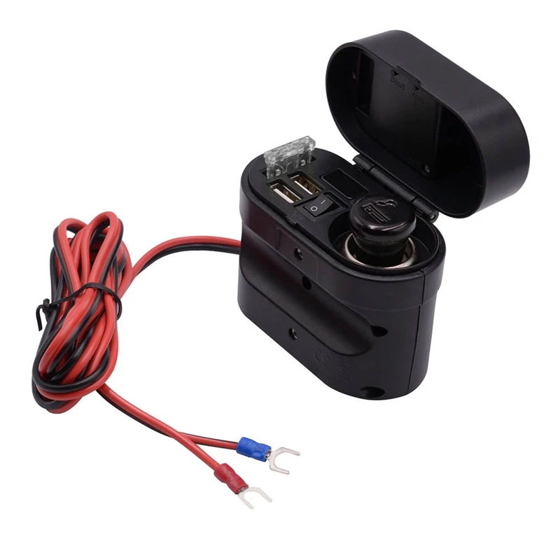 12/24V Motorcycle Cigarette Lighter Socket+Dual USB Charger Power Ports+Switch Motocycle Accessary Gardget