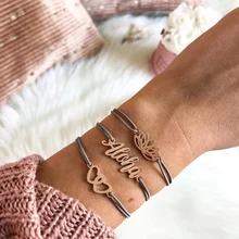 Комплект из 3 предметов: Богемные браслеты-цепочки в форме сердца и буквы лотоса, Плетеный плетеный браслет в стиле ретро с цветами, новые женские ювелирные аксессуары