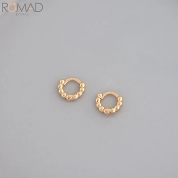 

ROMAD 925 Sterling Silver Hoop Earrings For Women Granules Earring Luxury Stud Earings S925 Jewelry Piercing Cartilage Aretes