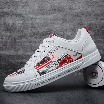 

Spring Pu Leather Shoes For Men Designer Sneakers Casual MenRubber Flats Shoes Mens Fashion Casual Lace Up Sneakers for Man