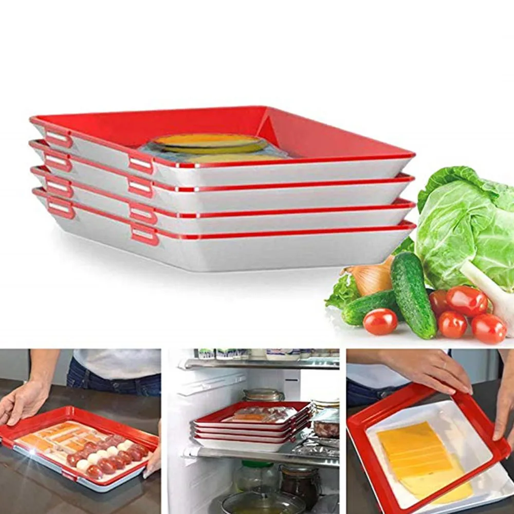 

2PCS Food Storage Preservation Tray Reusable Food Storage Containers for Meat Vegetables Fruits Kitchen Food Preservation Trays