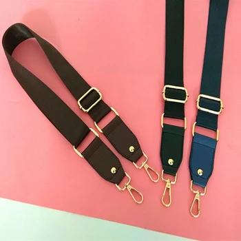 

125Cm Length Nylon Shoulder Bag Belt Gold Buckle Solid Color Pu Leather Handbag Strap Adjustable Crossbody Bag Accessories