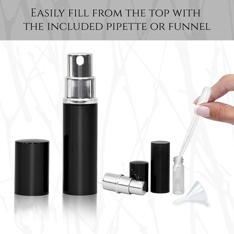 Refillable Perfume&Fine Mist Atomizers with Metallic Exterior&Glass Interior-Portable Travel Size-4 Pc Pack Of 5Ml Refillable Perfume&Fine Mist Atomizers with Metallic Exterior&Glass Interior-Portable Travel Size-4 Pc Pack Of 5Ml