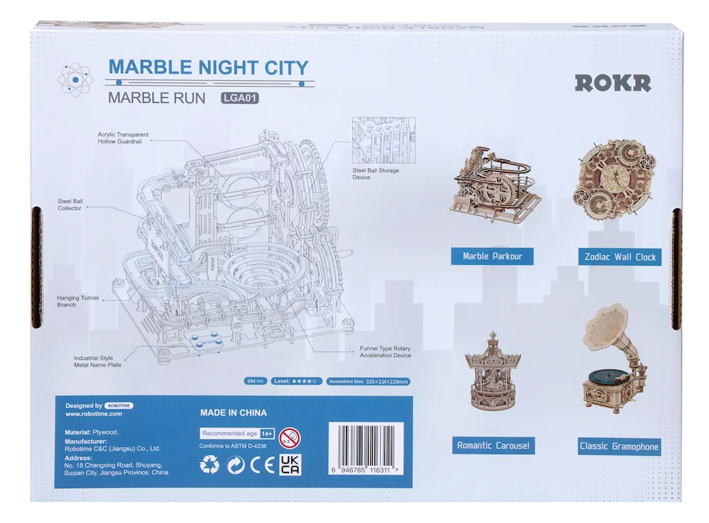 3D Wooden Puzzle Toys Marble Night City