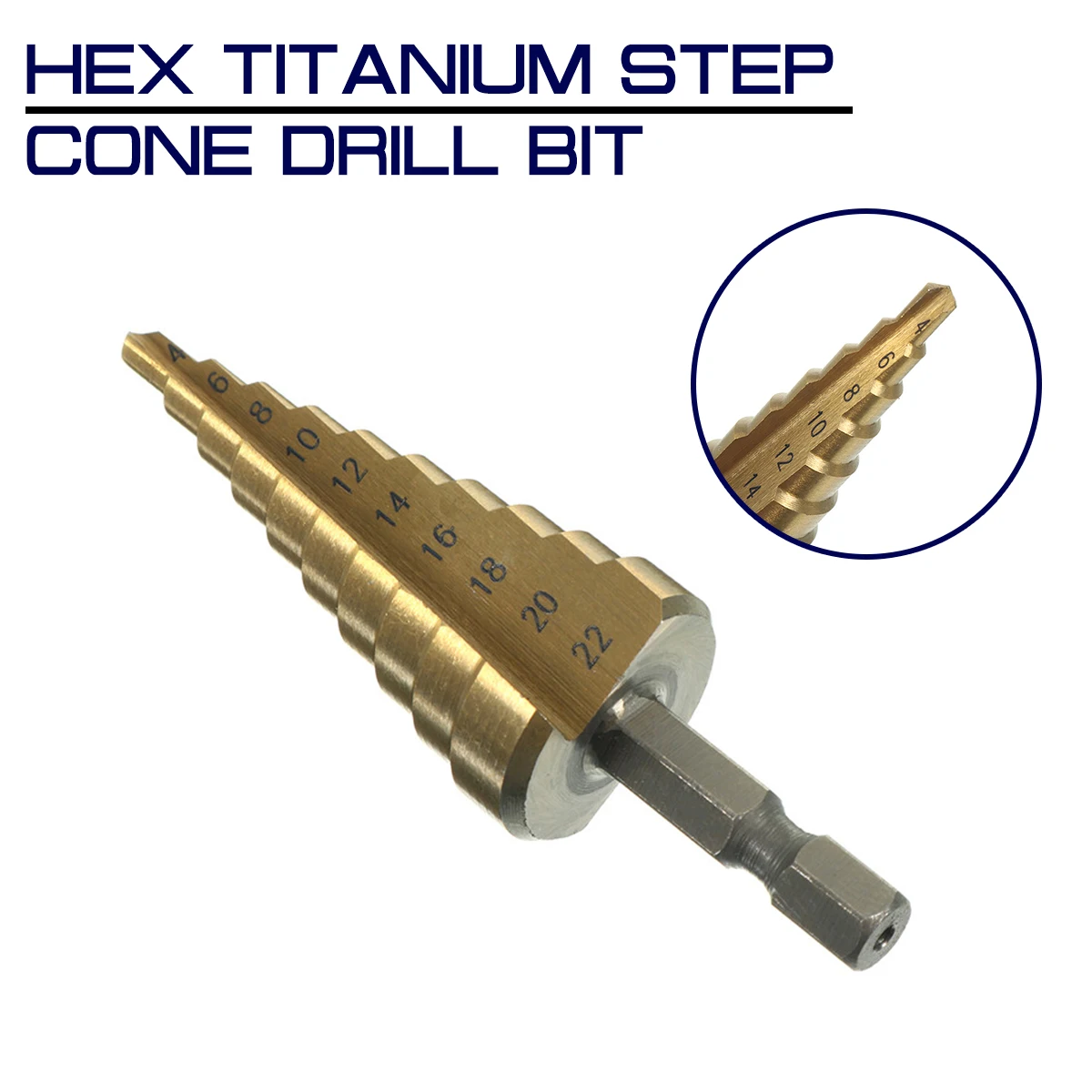 

1PC Hex Titanium Step Cone Drill Bit HSS 4241 Hole Cutter 4-22MM For Sheet Metalworking Wood Drilling Power Tools