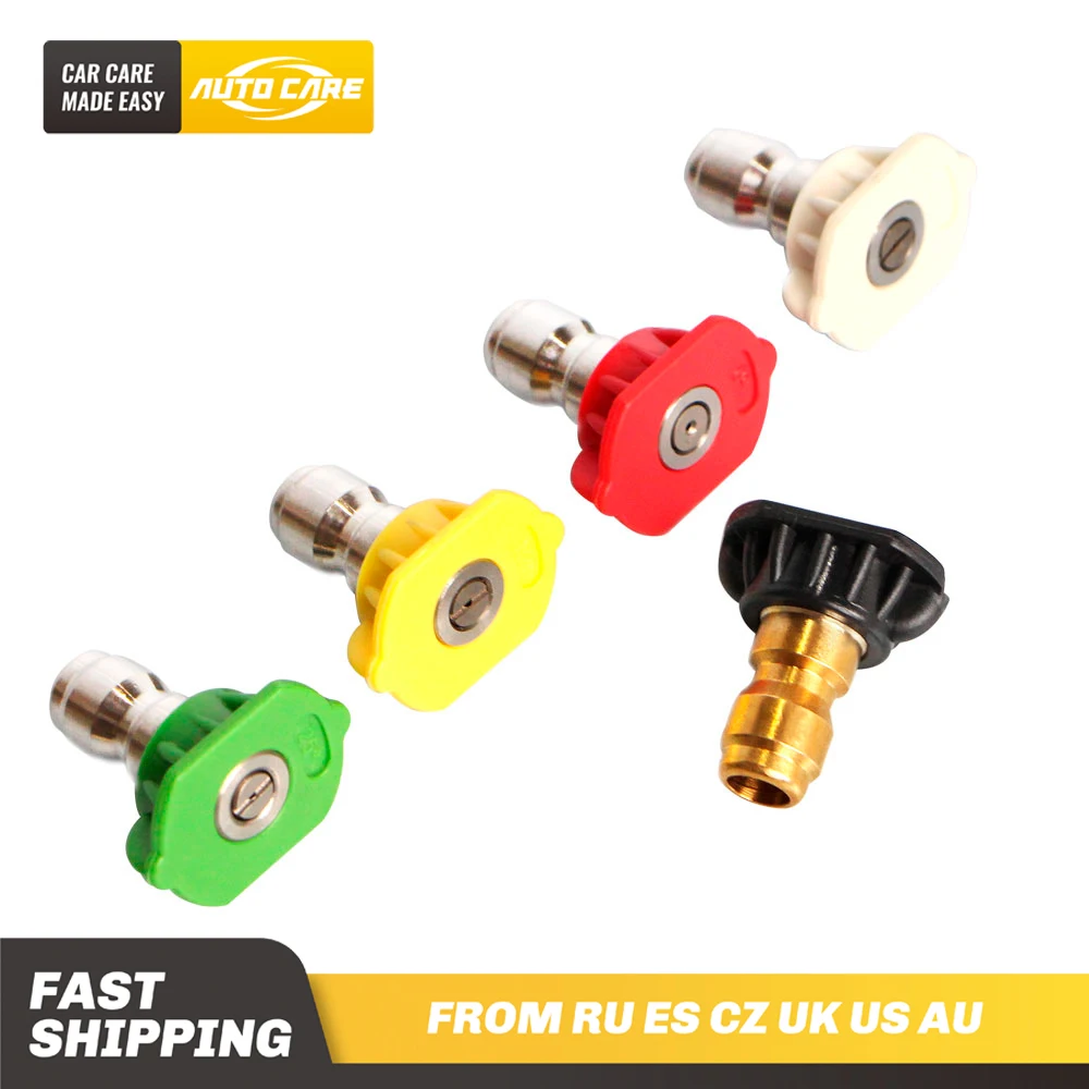 

5pcs Pressure Washer Spray Nozzle Tips Multiple Degrees 1/4 INCH (2.5 GM) Metal Jet Lance Nozzles Car Washing Nozzles
