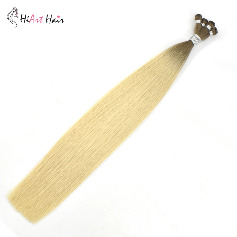 US $147.88 HiArt Hand Tied Weft Hair Extensions 15g4 Human Remy Hair Weaves Double Drawn Extensions Balayage Pre Bonded Hair Straight