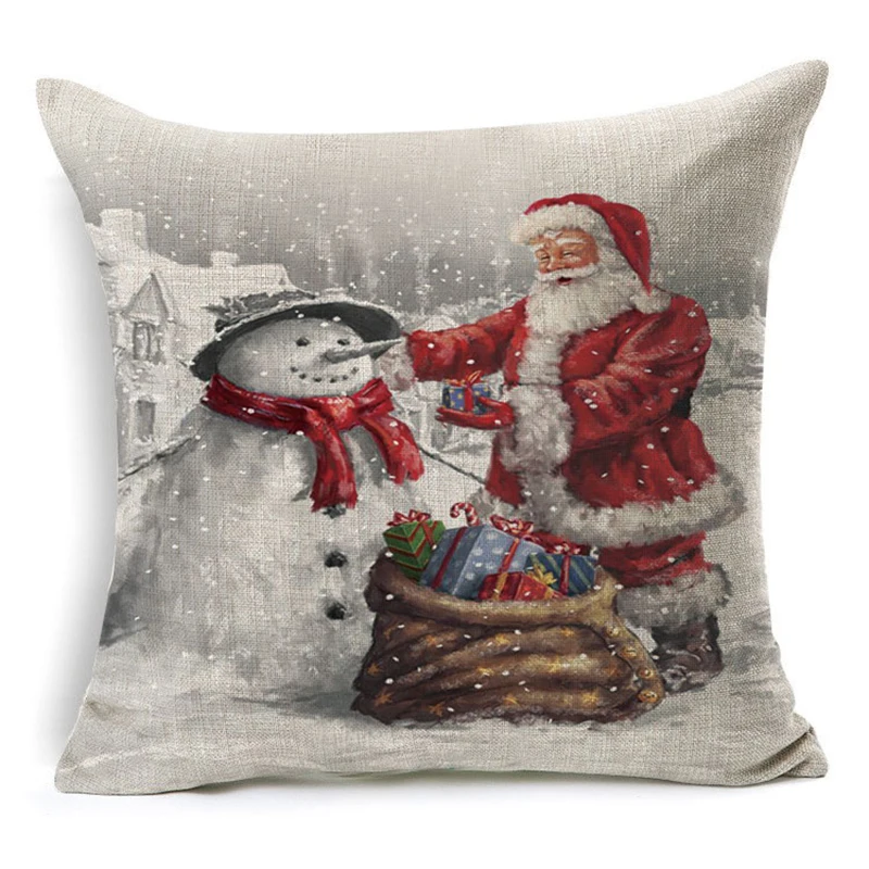 Christmas Festival Pillow Santa Claus Printing Dyeing Sofa Bed Home Decor Cushion Cover Bedroom Christmas pillow cover