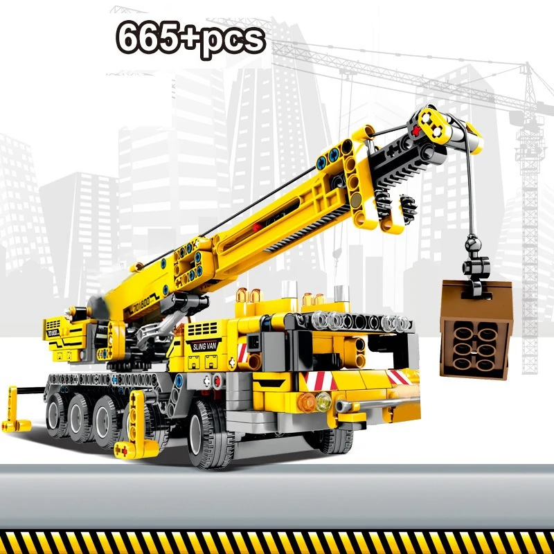 2-665pcs-Technic-Engineering-Truck-Car-Building-Blocks-Technic-Lifting-Crane-City-Construction-Brick-Toys-For-Children