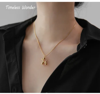 

Timeless Wonder Titanium Balloon Dog Chains Choker Necklace Women Stainless Steel Jewelry Gothic Designer Cute Kpop Gift 5246