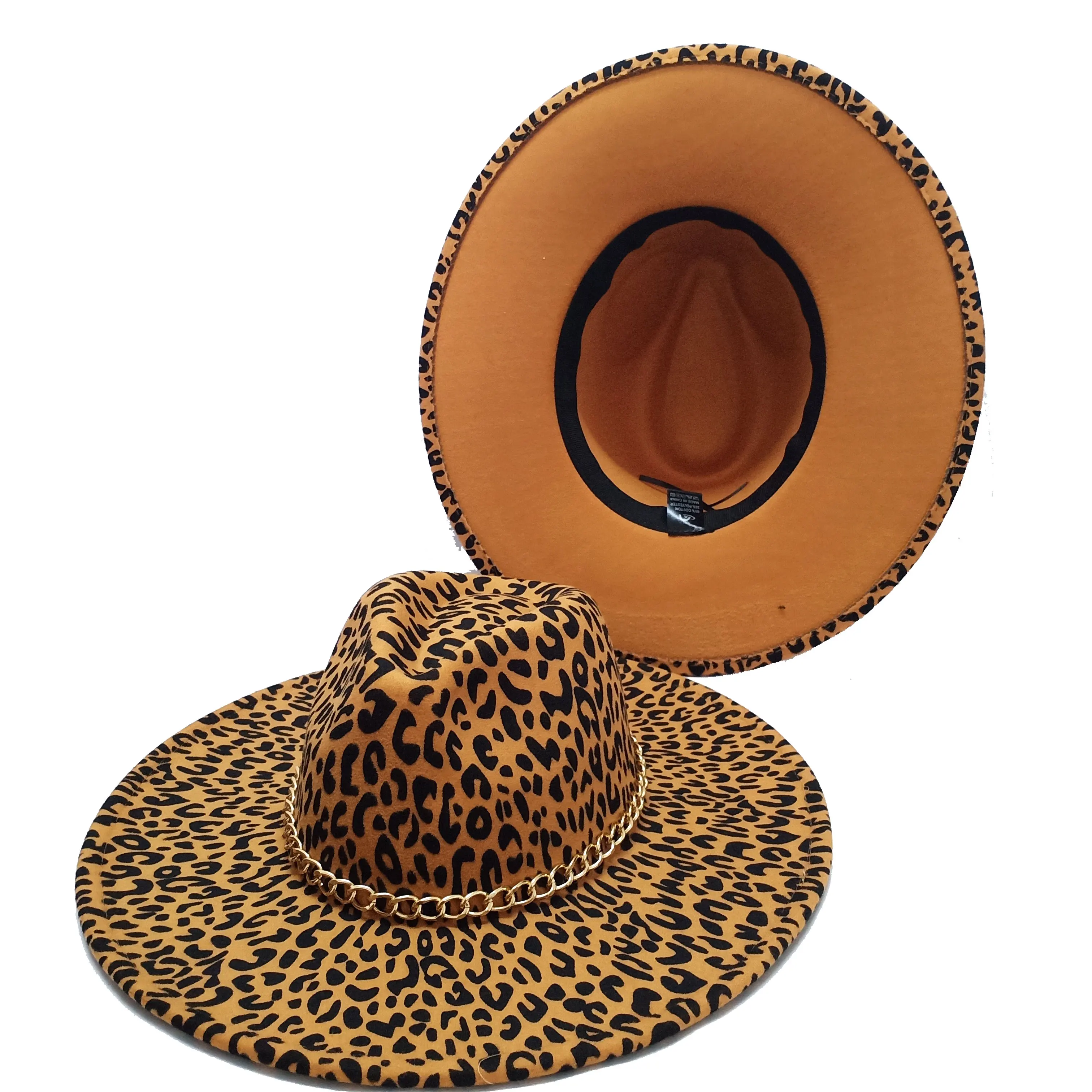 brown fedora Leopard Fedoras Hat For Women Unisex Water Drop Top Men Women Fall Winter Felt Hat Jazz Cap Church Hat Winter Autumn Wholesale small fedora hat