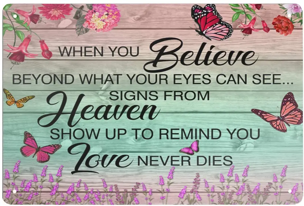 

Super durable Tin Signs Vintage bar Cafe Garage Home Wall Decoration Butterfly-and-Flower Sign 8x12 inch