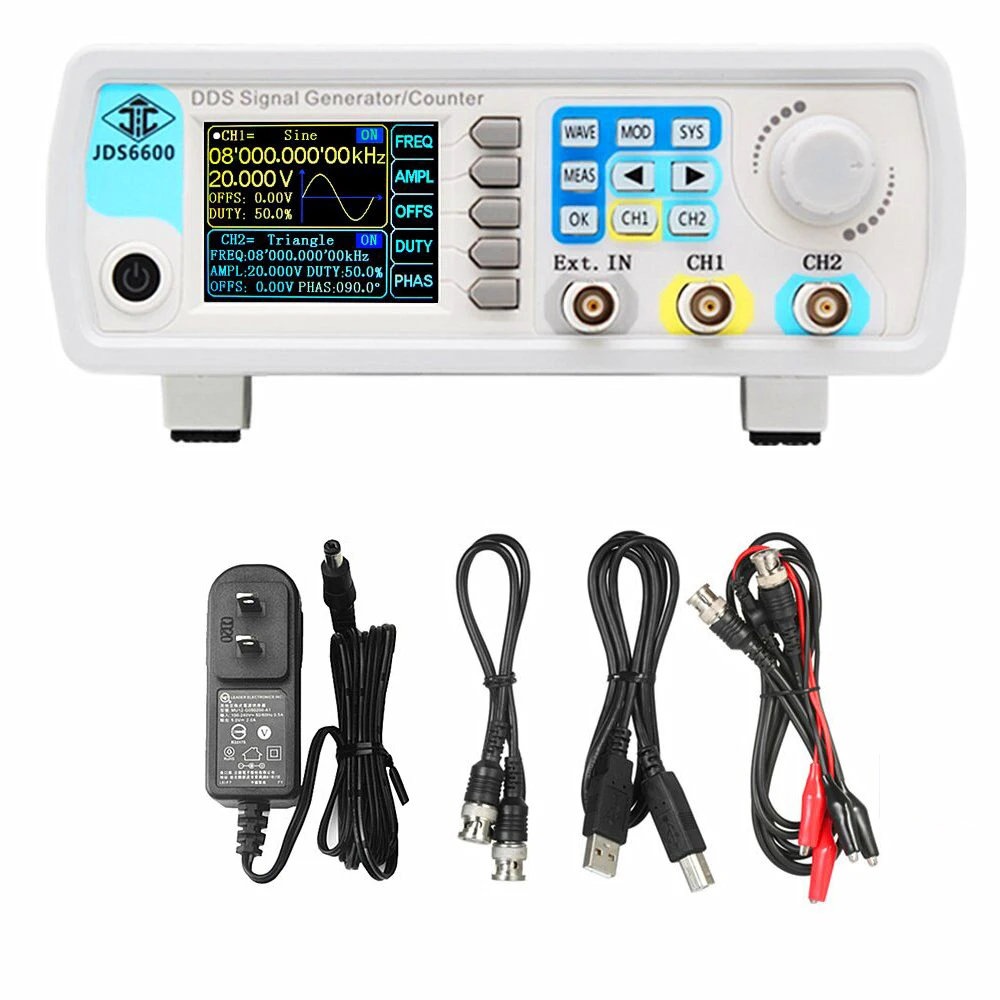 JUNTEK JDS6600 60M 60MHz DDS генератор сигналов с цифровым управлением Двухканальный