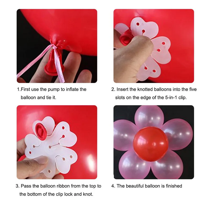 50pcs Balloon Seal Clip Multi Balloon Sticks Accessories Plum Flower Shaped Balloon Clips Set Happy Birthday Party Supplies