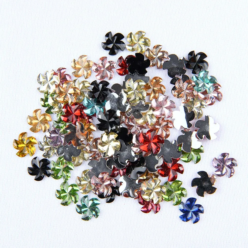 

BOLIAO 60Pcs 12mm Mixed Flower Acryl Flat Back Crystal Glue on Bags/Clothes Handmade Art Work Decoration Craft DIY R315