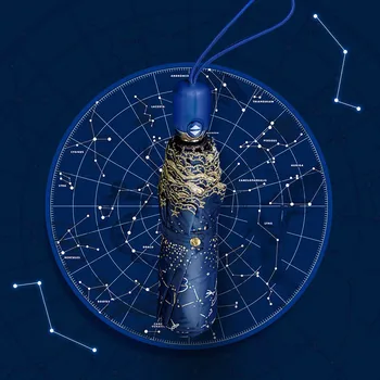 

TTK Gift umbrella Women's Automatic three folding umbrella lace constellation pattern umbrella UV protection lace parasol Female