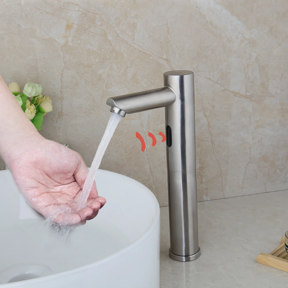 US $65.97 Kemaidi Mixer Automatic Hand Touch Tap Hot Cold Mixer Battery Power Free Sensor Faucet Bathroom Sink TouchFree Infrared Tap